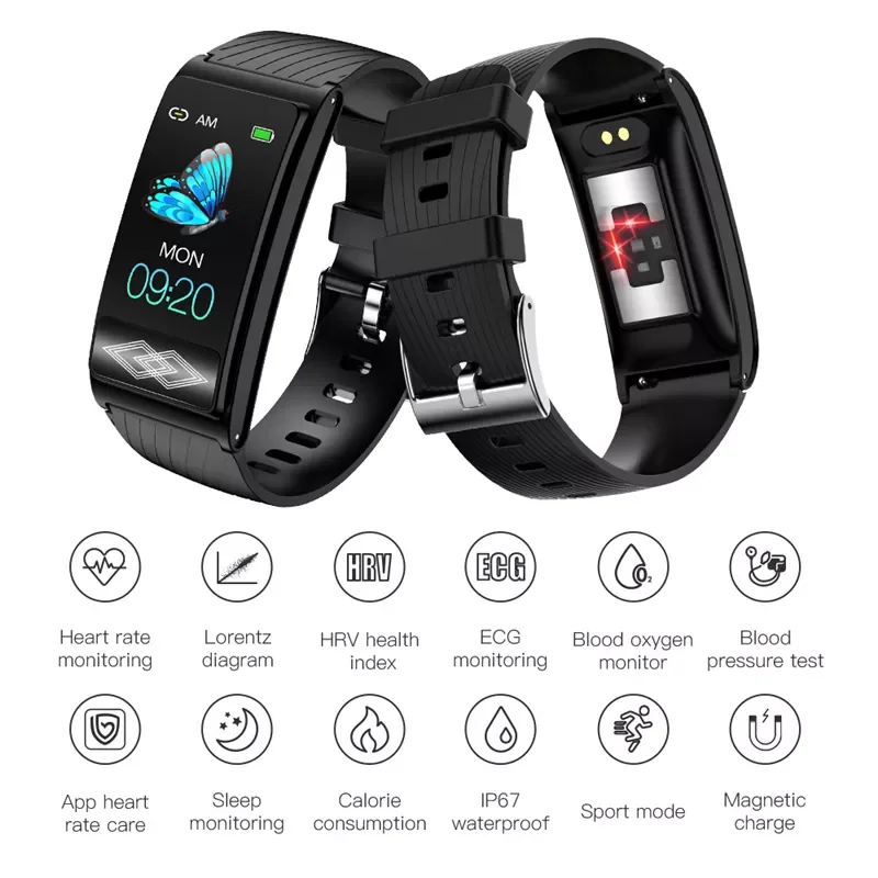 

PPG Smart Bracelet P10 Super Precision Lorentz Diagram Smart Watch 24-hour Dynamic ECG Monitoring Smart Tracker For Men Women