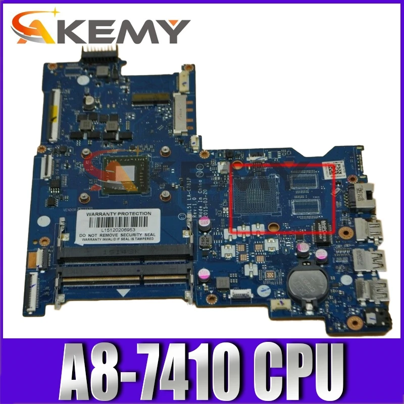 

Материнская плата для ноутбука AKemy для HP Pavilion 15-AF A8-7410 AM7410, материнская плата ABL51 LA-C781P 813969-501 813969-601 818061-601