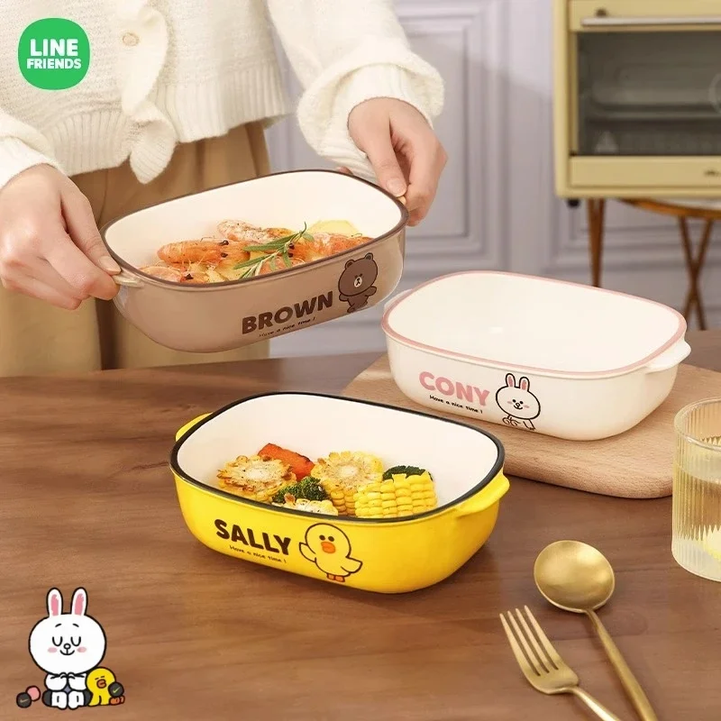 Милая керамическая жаропрочная посуда Line Friends с коричневым медведем кавайная