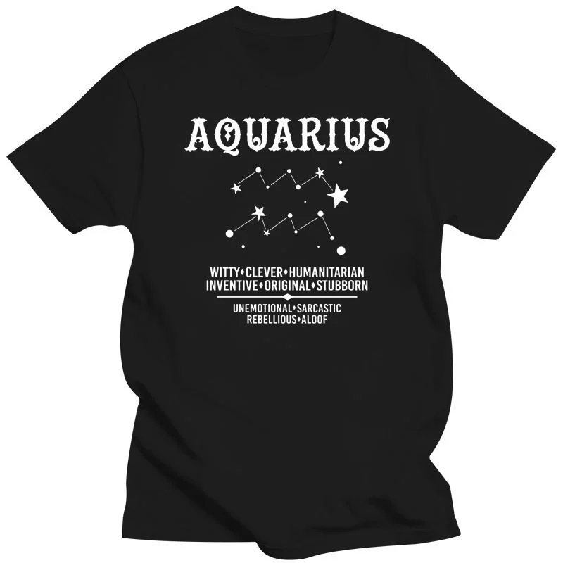 

Aquarius Zodiac Sign Characteristics Men's T-Shirt Printed T Shirt Boys Top Tee Shirt Cotton Top Tee Great Discount Cotton Men
