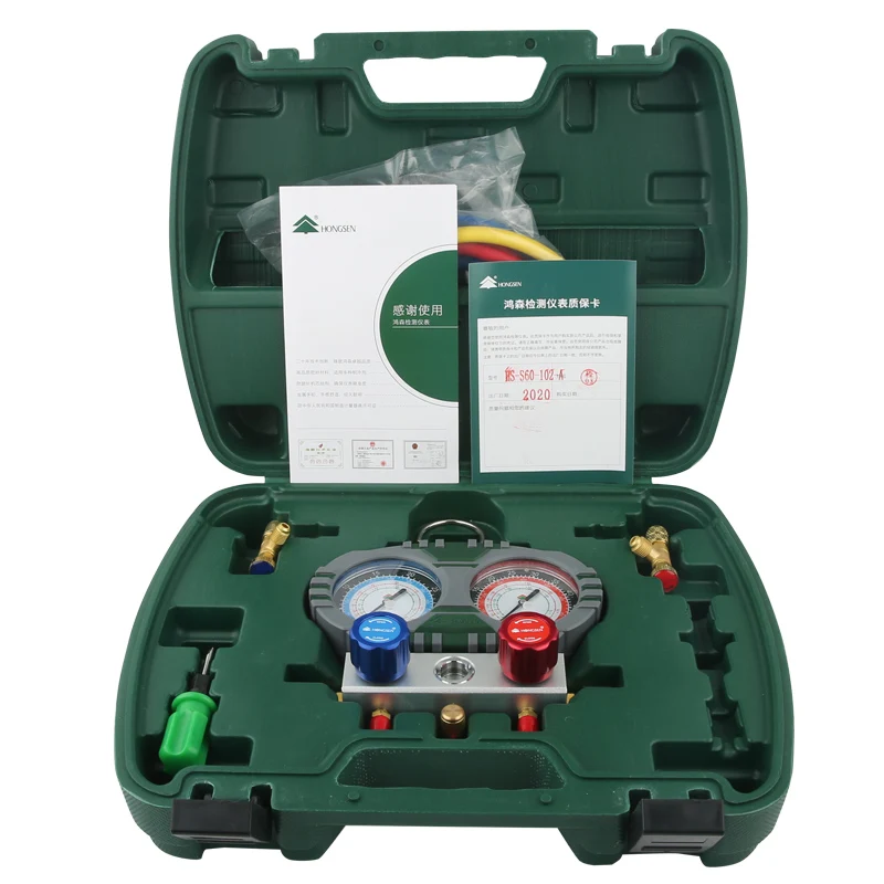 

Манометр HONGSEN для кондиционера автомобиля, Шланг Для R134A R410 R22, набор для хладагента с коробкой для хранения