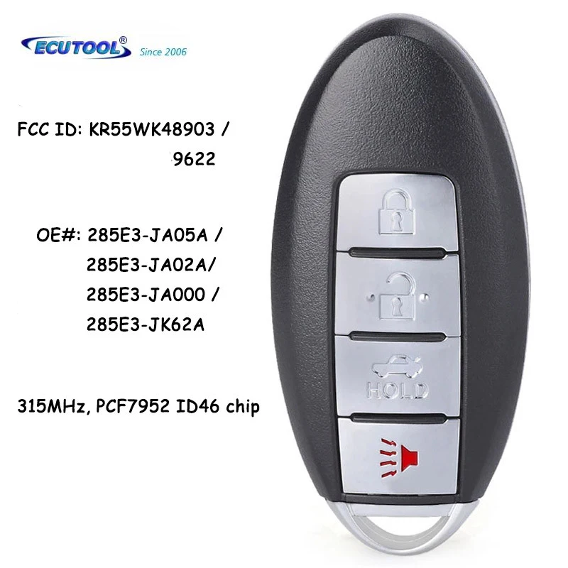 

4btns 315 МГц дистанционный Автомобильный ключ для Nissan Altima Maxima Murano 2007 2008 2009 2010 2011 2012 2013 2014 Fob KR55WK48903 KR55WK49622