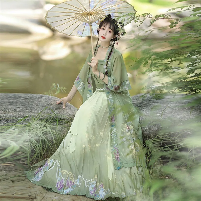 

Платье ханьфу в старинном стиле, традиционная династия песен, длинная Плиссированная юбка, сказочный костюм ханьфу в китайском стиле для косплея, сценический костюм, платье для танцев ролевых игр
