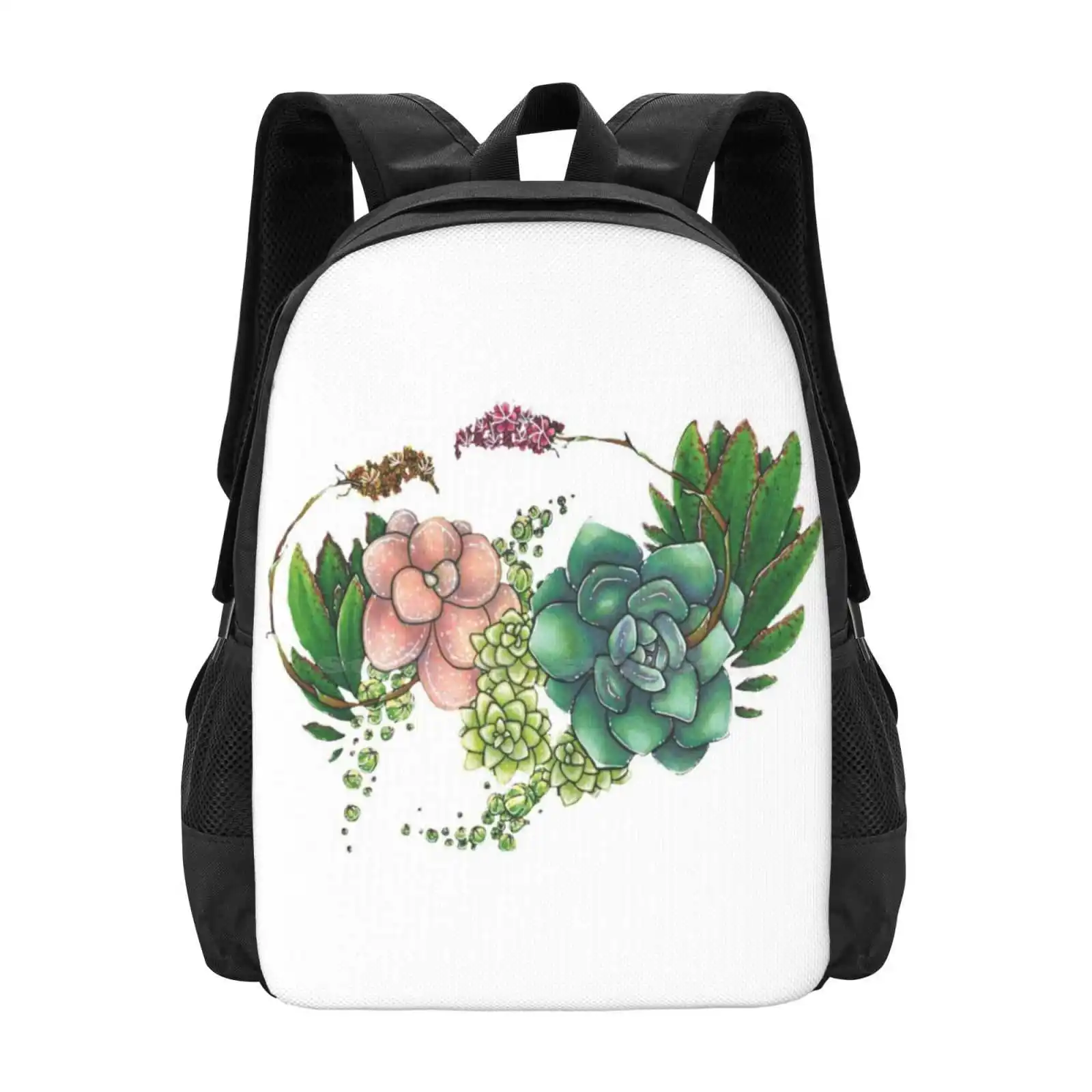 

Succulents New Arrivals Unisex Bags Student Bag Backpack Succulents Plants Green Pink Flowers Nature