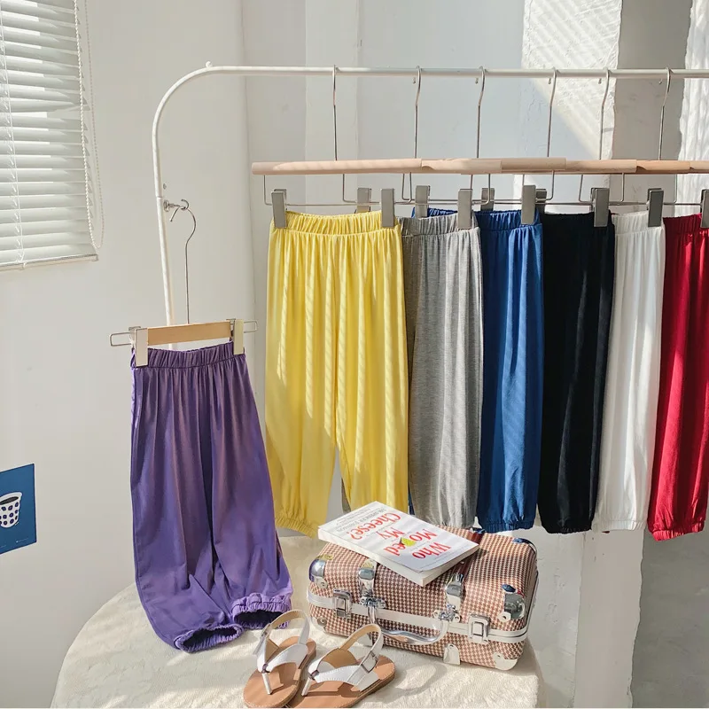 

Girls' Summer Anti Mosquito Pants Modal Thin 2022 Children's Soft Pants Baby Loose Harlan Pants Long Pants