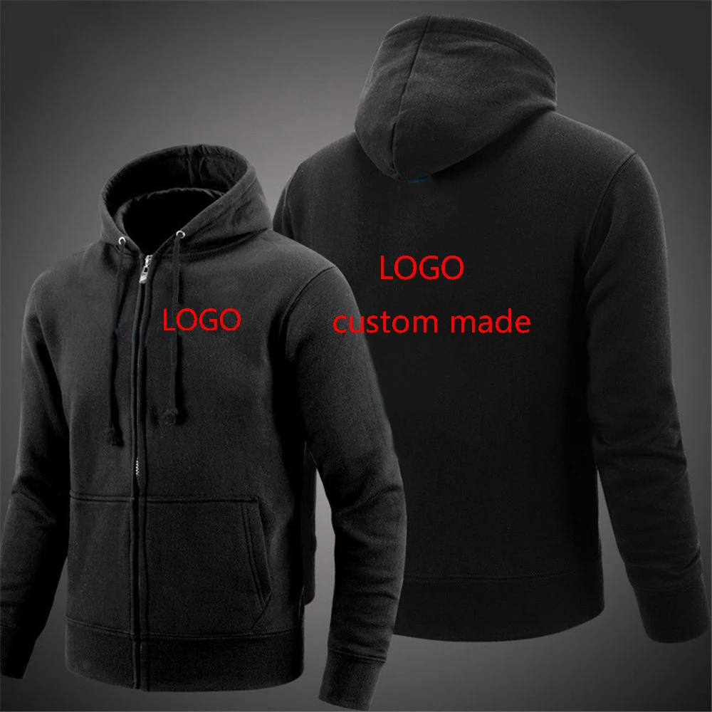 

Logo Customization 2023 Men's New Long Sleeve Printing Solid Color Zipper Hooded Sleeve Jacket Casual Sweatshirt Hoodie Pullover
