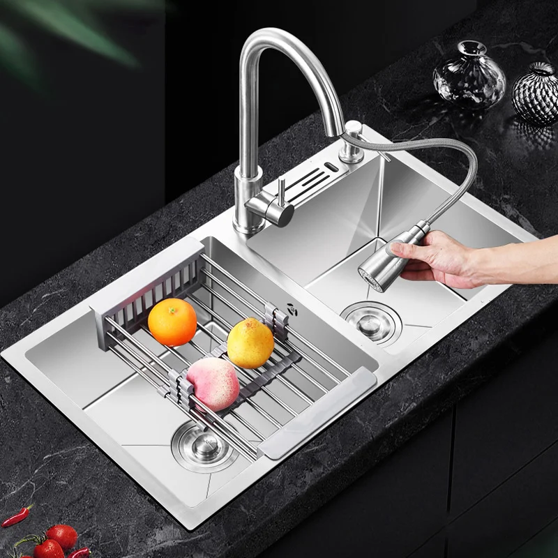 

Handmade Double Sink Kitchen Modern Stainless Steel Sink Kitchen