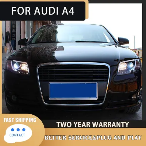 1 пара автомобильных светодиодных фар для AUDI A4 B7 2005 2006 2007 2008 Plug and Play с DRL Поворотные передние светодиодные фары
