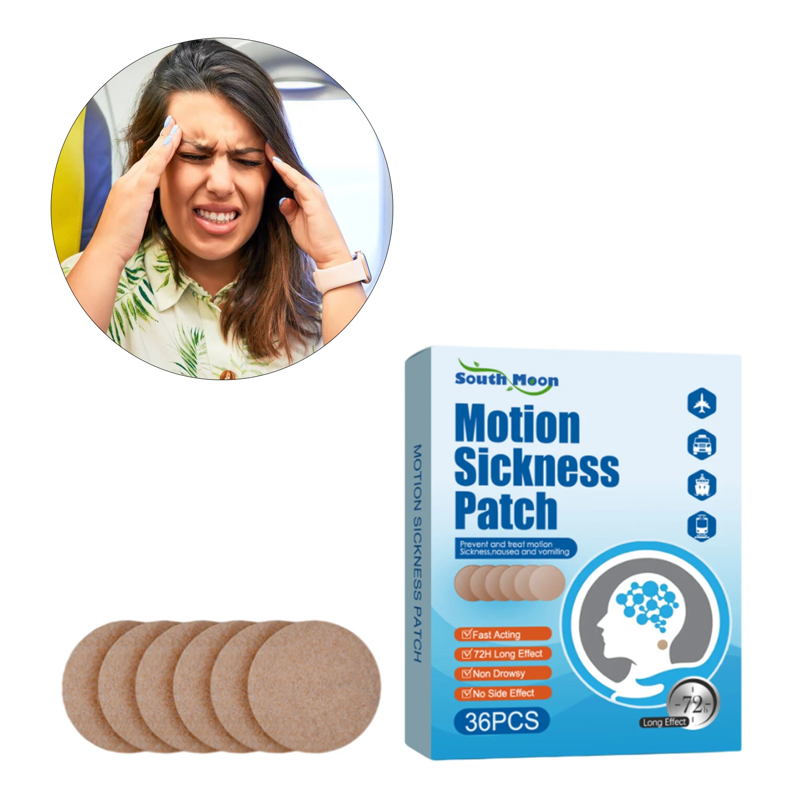 

Motion Sickness Patch Car Sickness Patch For Cruise/Dizziness/Vertigo Essential For Cars Ships Airplanes To Relieve Vomiting