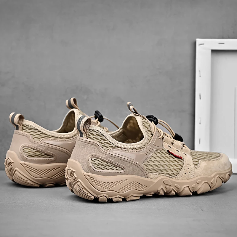 JIEMIAO Summer Men Hiking Shoes Mesh Breathable Desert Training Sneakers Comfortable Climbing Sport Shoes Outdoor Trekking Shoes
