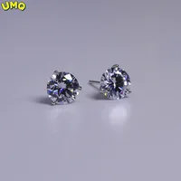 Imported Mosan Stone 18k White Gold 30 Minutes 50 Minutes 70 Minutes 1 Carat 3 Carat Imitation Diamond Earrings for Men and