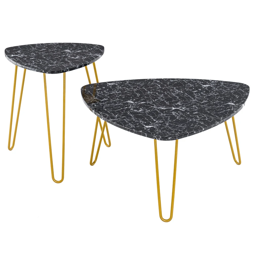 

2pcs Black Marble Iron Foot Coffee Table Modern Side Table Living Room Furniture Home Nordic Sofa Table Small Tables For Bedroom