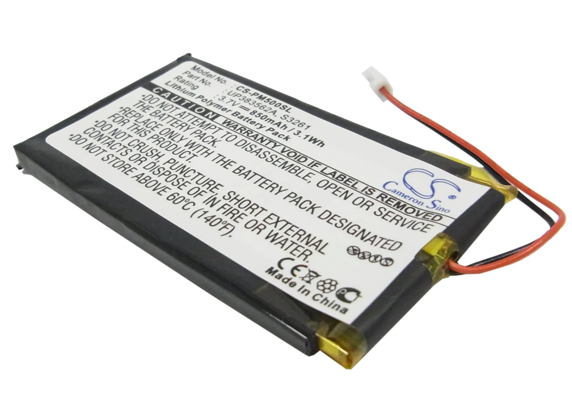 

CS 850mAh / 3.15Wh battery for Palm M500, M505, M515 IA1TB12B1, ICF383461, LAB363562B, PA1371, S3261, UP383562A