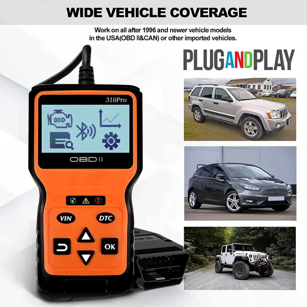 

2023 обновленный V310Pro Bluetooth OBD2 сканер с ЖК-дисплеем считыватель кодов ошибок автомобиля Диагностика для всех транспортных средств OBDII с 1996 года