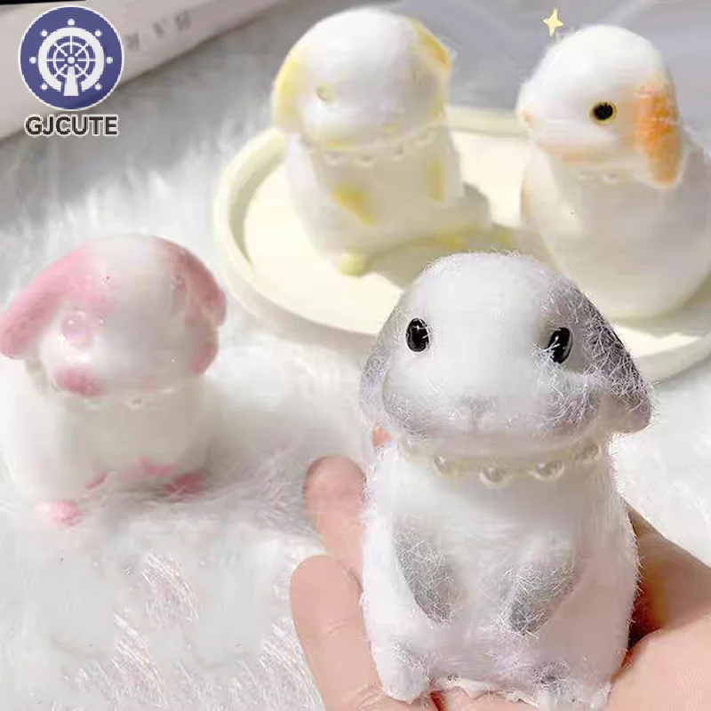 Мультяшная флокированная маска с ушками кролика игрушка для сжатия декомпрессия
