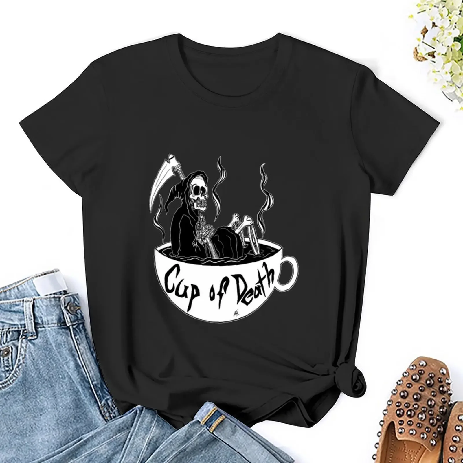 Футболка Death in a cup милые топы женская одежда эстетическая футболка для женщин