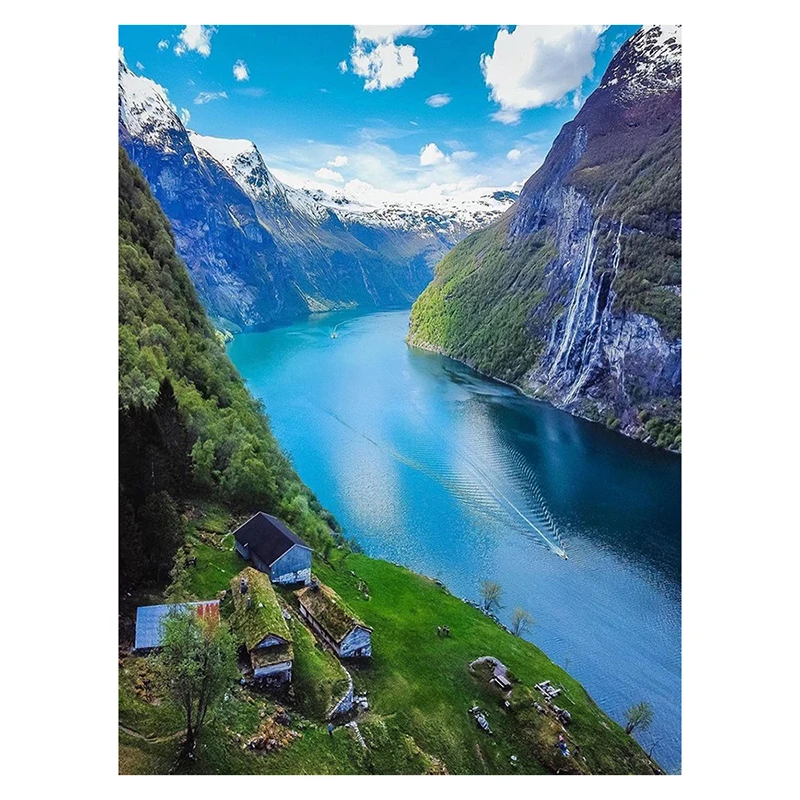 

2023 алмазная живопись ручной работы, красивая Гора и река, пейзаж, рисование, украшение гостиной