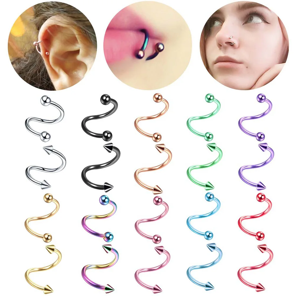 S Shape Steel Ear Piercings Helix Piercings Eyebrow Piercings Lip Labret Rings Earring Tragus Barbell Piercings Body Jewelry
