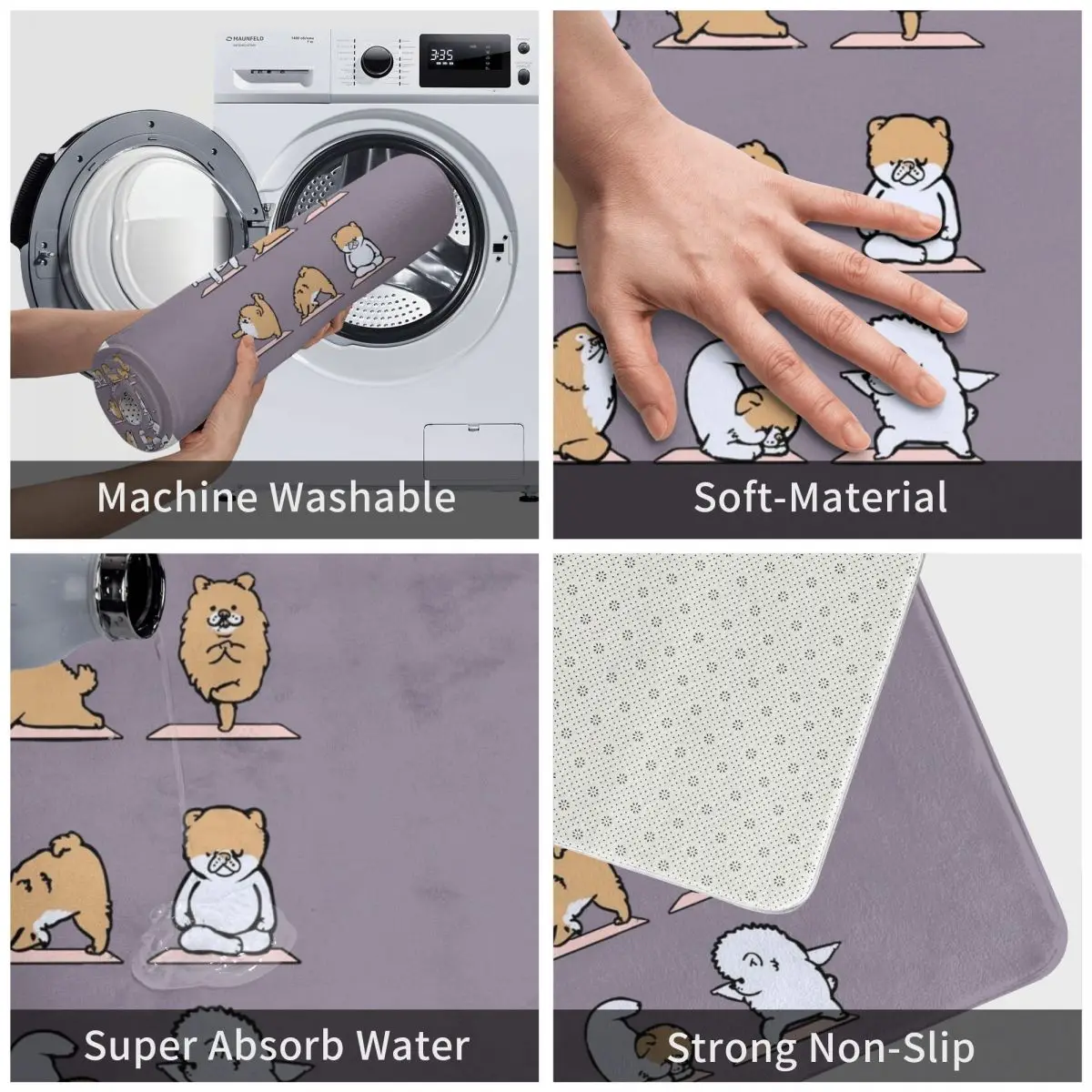 Коврик Померанский для йоги декоративный 3D ковер с рисунком нескользящий