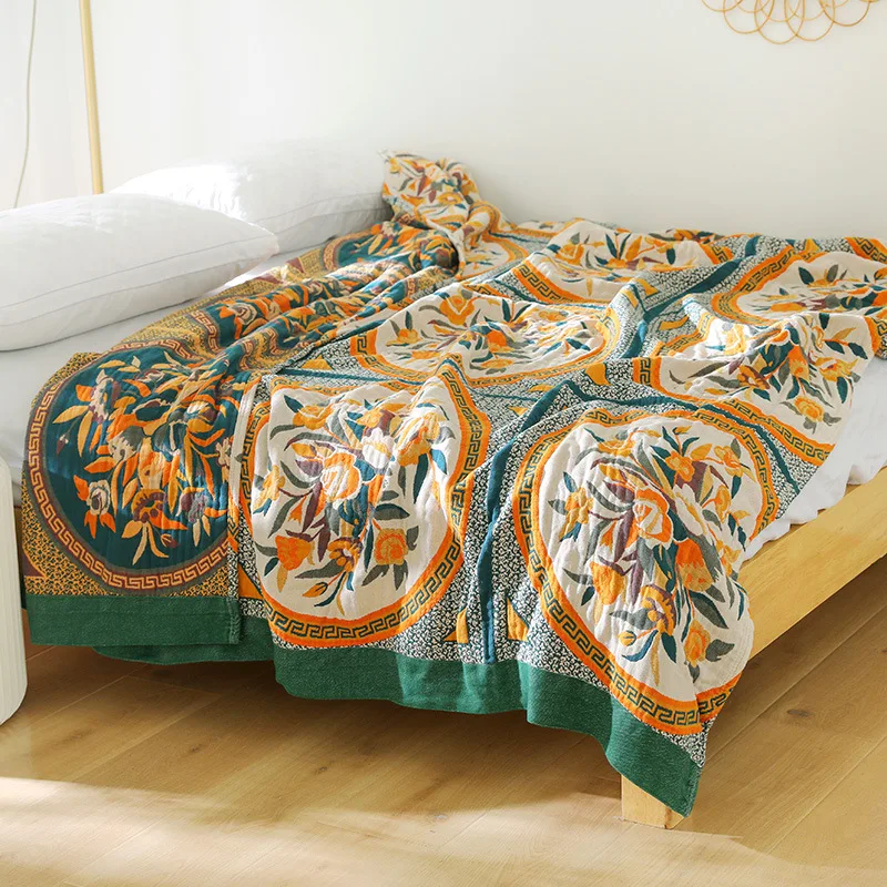 

Junwell 100% хлопковое муслиновое летнее одеяло, газовое покрывало для дивана, яркое цветное многофункциональное дышащее одеяло для путешествий