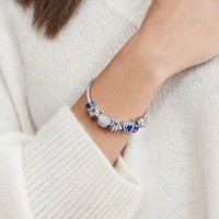pandora 925 original bracelet dream catcher blue diamond charm bracelet chain for ladies jewelry ladies valentines day gift