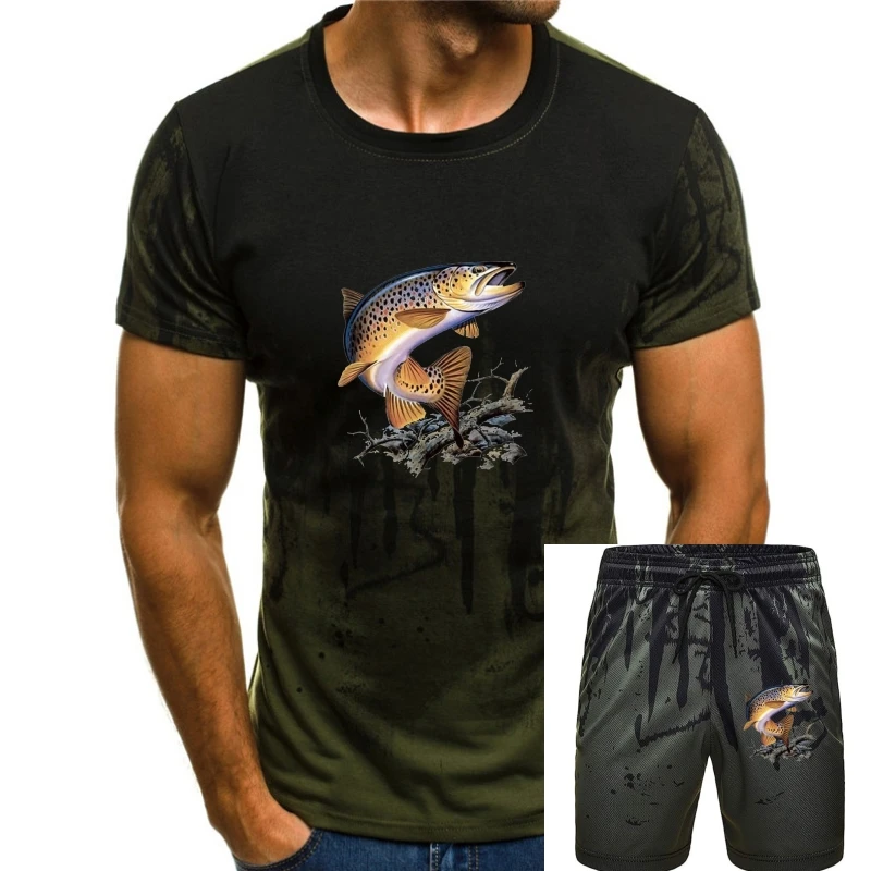 

Brown Trout Fishing T-Shirt Cool Casual Pride T Shirt Men Unisex New Fashion Tshirt Men Cotton Tees Streetwear