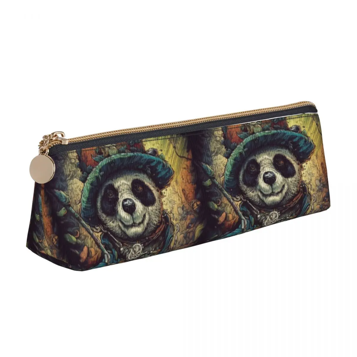 

Panda Triangle Pencil Case Pop Caricatures For Teens School Zipper Pencil Box Cool Leather Pen Bag