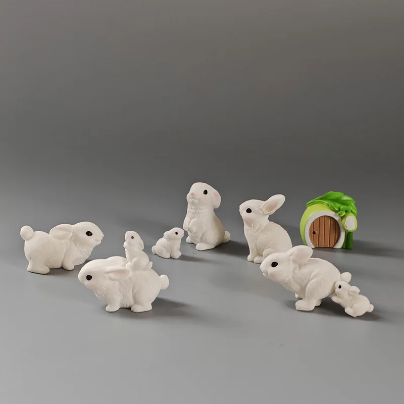 6-10 шт. семейный кролик домик капусты фигурка кролика домашний декор для рабочего