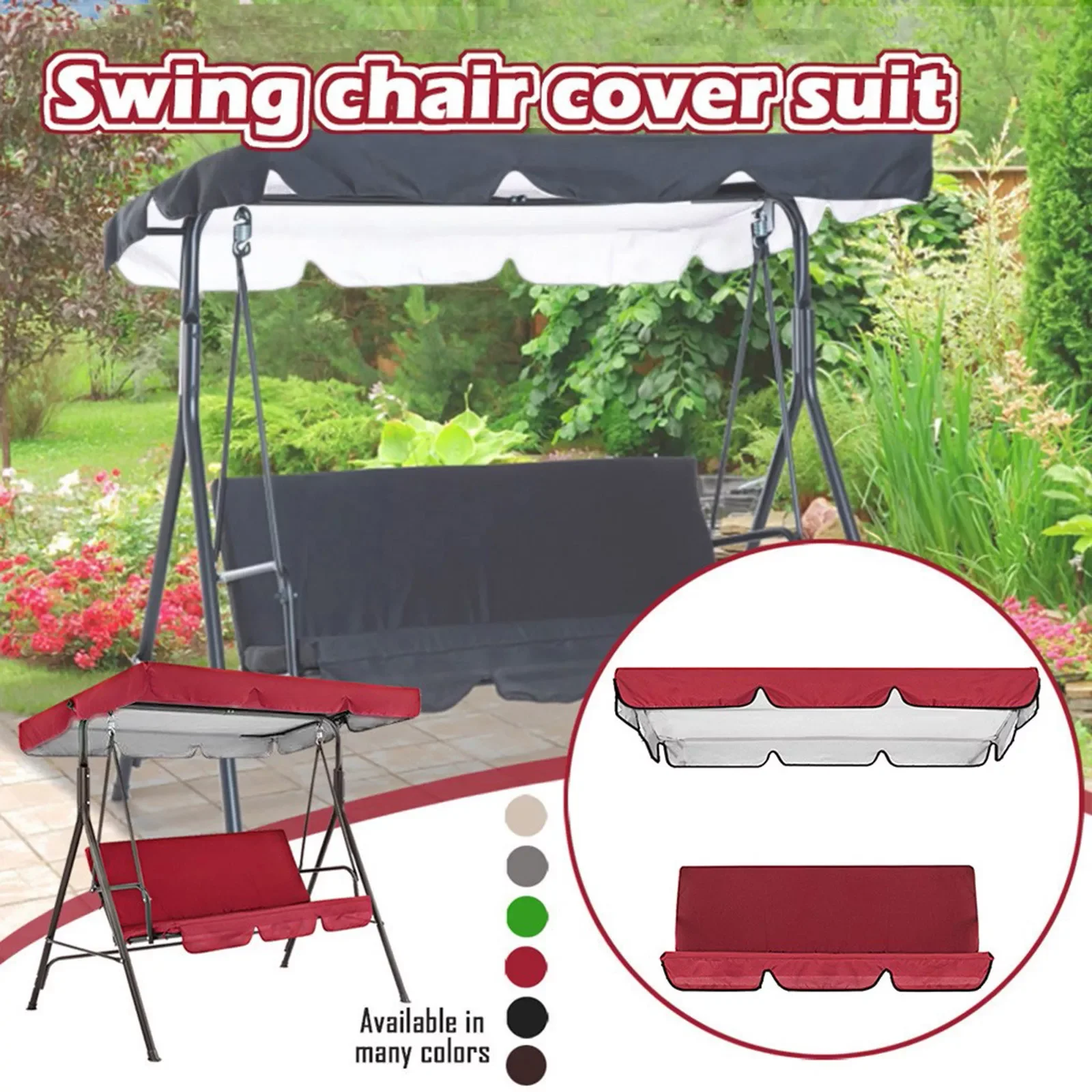 

Outdoor 2/3 Seater Waterproof Swing Cover Chair Bench Replacement Patio Garden Swing Case Chair Cushion Backrest Dust Cover