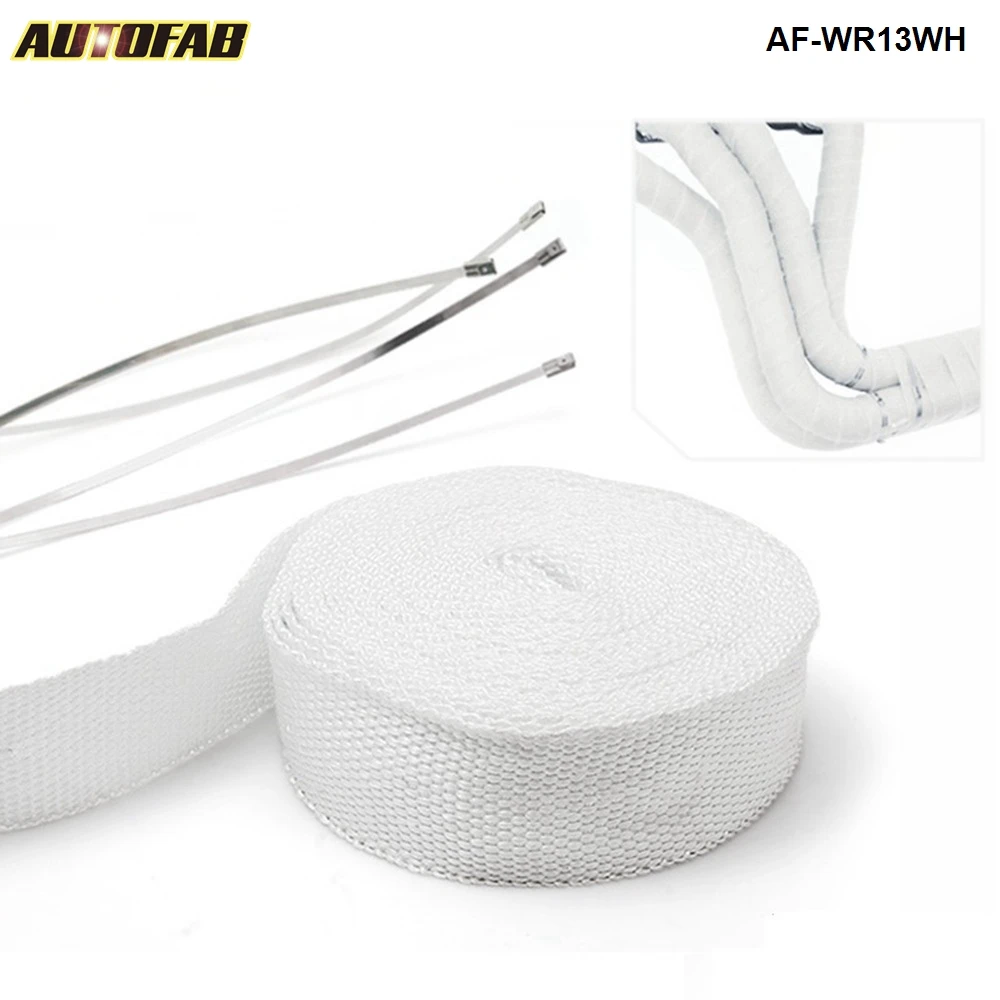 

AUTOFAB 10M HEAT WRAP EXHAUST MANIFOLD & 4CABLE TIES Exhaust Thermal Protection For Honda Civic ES EM 2 Door Jdm 01-03 AF-WR13WH