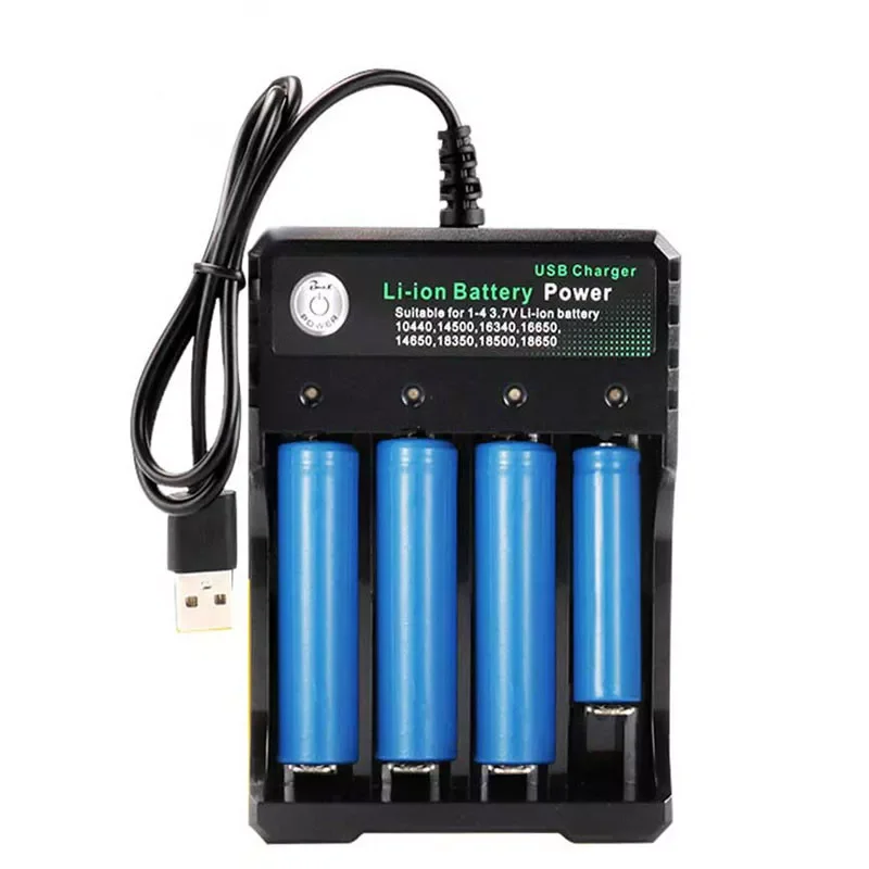 

Lithium Battery Charger, 1/2/4 Slots for Optional, Fit for 10440, 14500, 16340, 16650, 14650, 18350, 18500/18650 Batteries