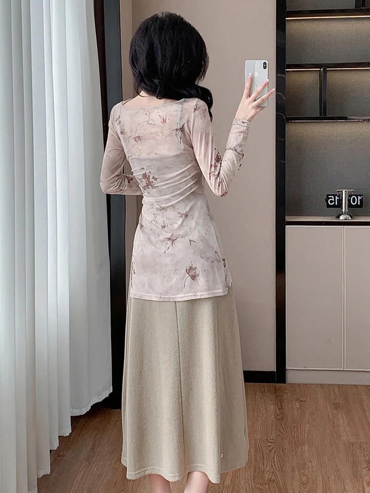 Новый китайский Sle тушью с цветущим принтом в стиле ретро накидка на слинге