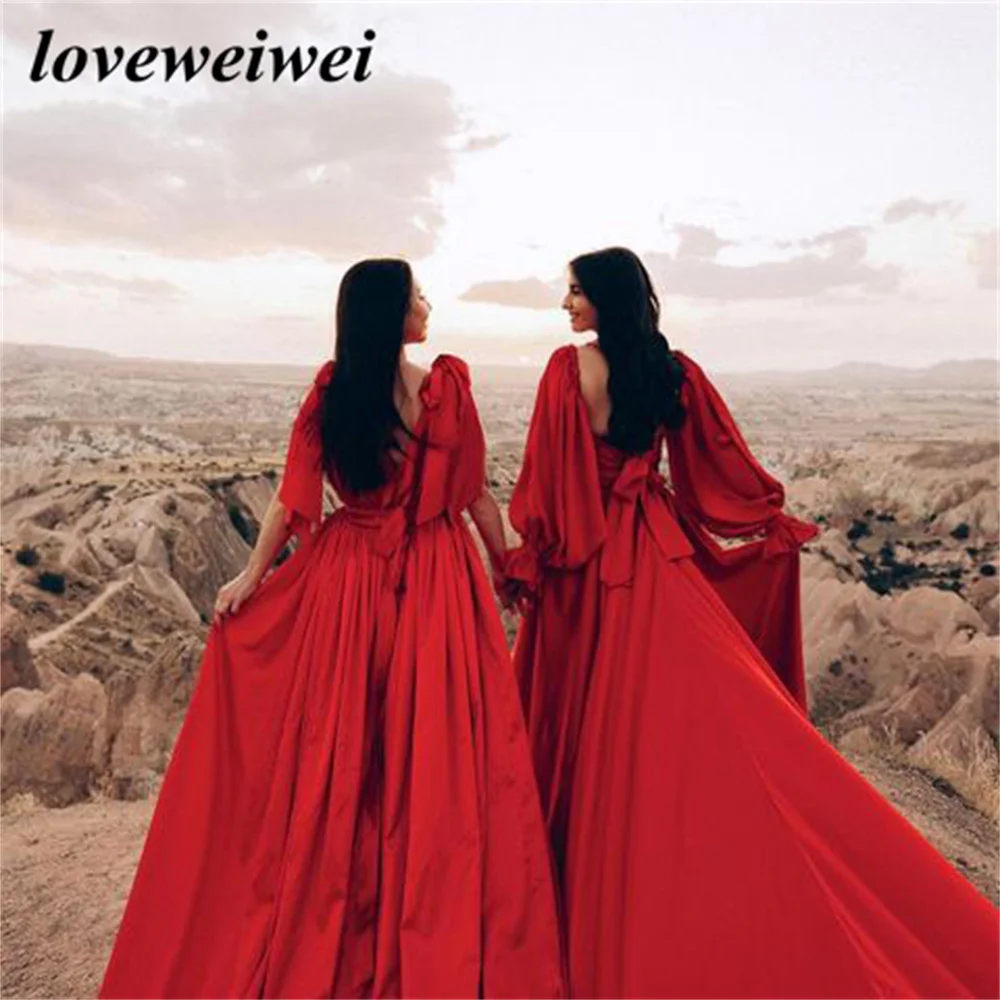 Шифоновые вечерние платья а-силуэта с V-образным вырезом и шлейфом |