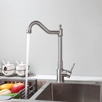 yanksmart brushed nickel kitchen sink faucet basin mixer water tap deck mounted swivel faucets for kitchen single hole