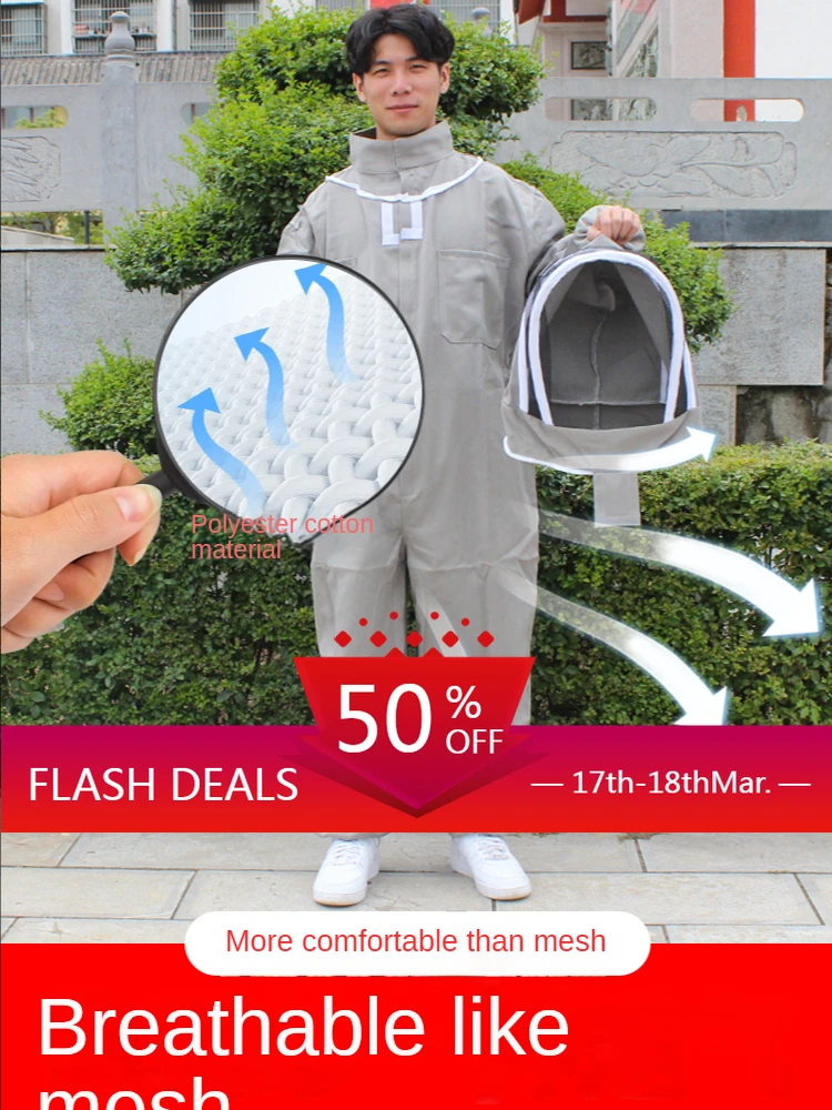 

Bee Anti-Bee Suit Wasps Collecting Clothes Thickened Beekeeping One-Piece Anti-Bee Clothing Bee Tools Full Set Breathable