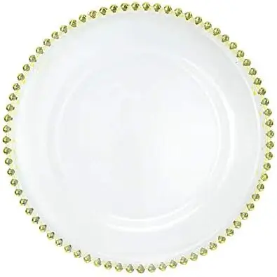 

Clear Acrylic(Plastic) Charger Plate with Bead Rim, Set of 12 (12.5 inch) (Gold)