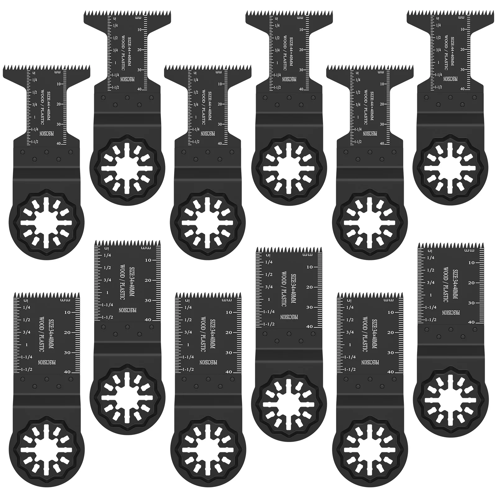 

12Pcs Oscillating Saw Blades 34/44MM High Carbon Steel Wear-Resistant Multitool Blades Sharp Japanese Precision Tooth Fast and