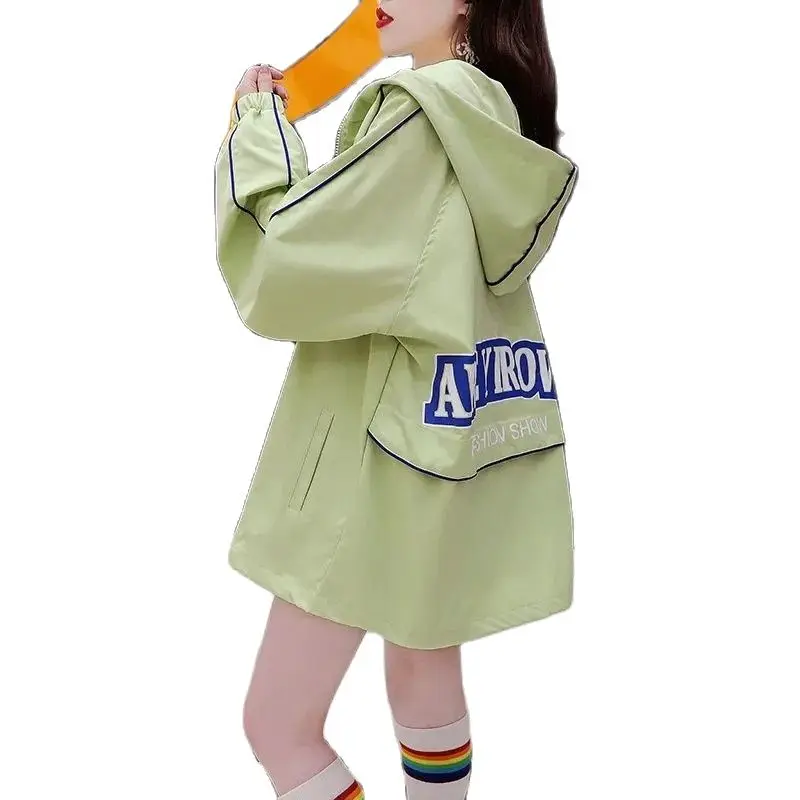 Женское тонкое пальто с капюшоном на весну и осень Свободная Женская куртка