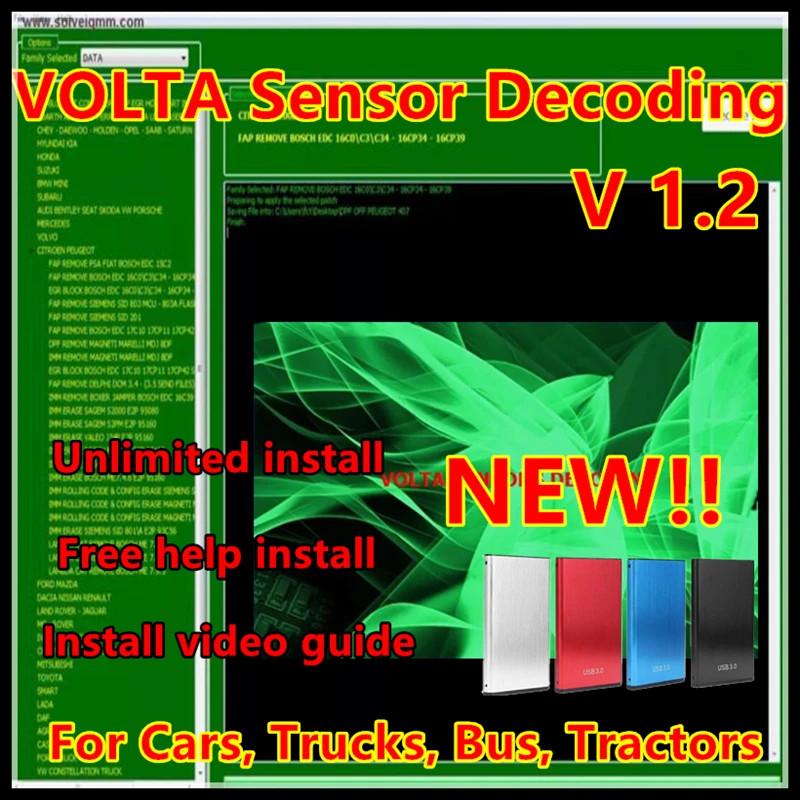 

Новейший декодирование датчика VOLTA V1.2 Elimina VOLTA DPF EGR LAMBDA OFF дополнения/DPF/immo / EGR / lambda удалитель удаления