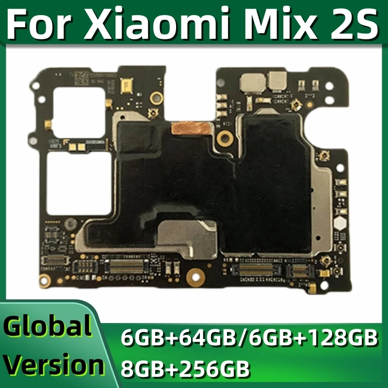 

Motherboard for Xiaomi Mi Mix 2S, Unlocked Main Printed Circuit Board, 64GB, 128GB, 256GB, with Google Playstore Installed