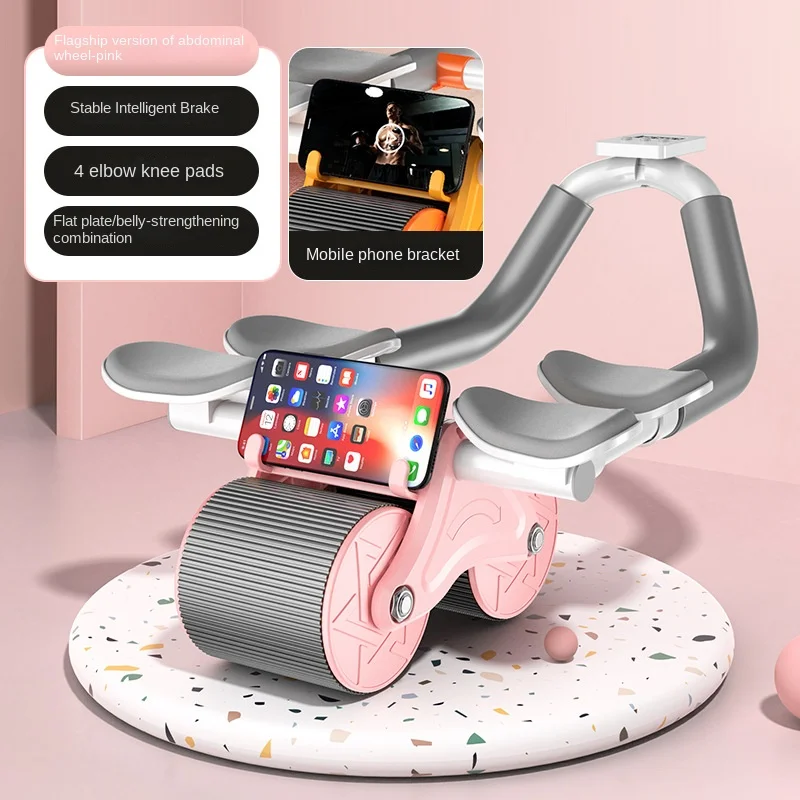 

Автоматическое колесико для живота, колесико для живота с подушечкой для пуш-апа, плоское растяжение мышц, ролик для поддержки, бесшумный тренажер для живота