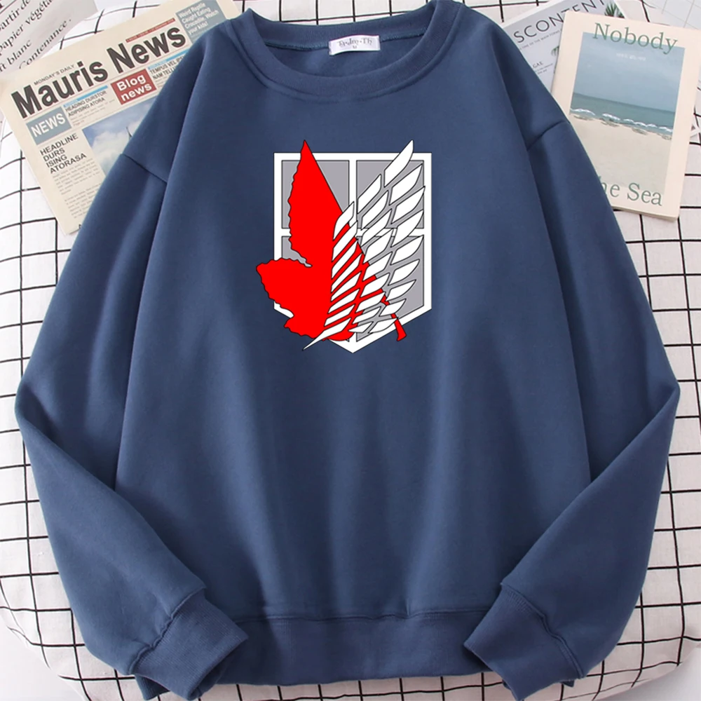 

Men Sweater Moletom Attack On Titan Badge Jiyuu No Tsubasa Anime Printed Sweatshirt Male Female Long Sleeve Mans Round Neck Tops