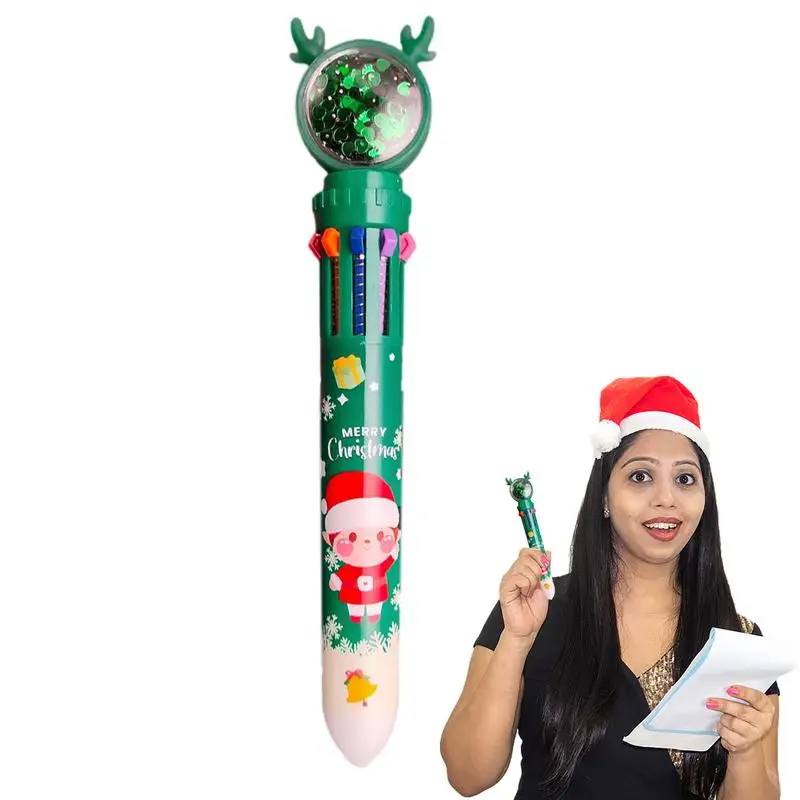 

Рождественские ручки, шариковая выдвижная разноцветная Рождественская маркерная ручка, многофункциональные шариковые ручки с нажимом для...