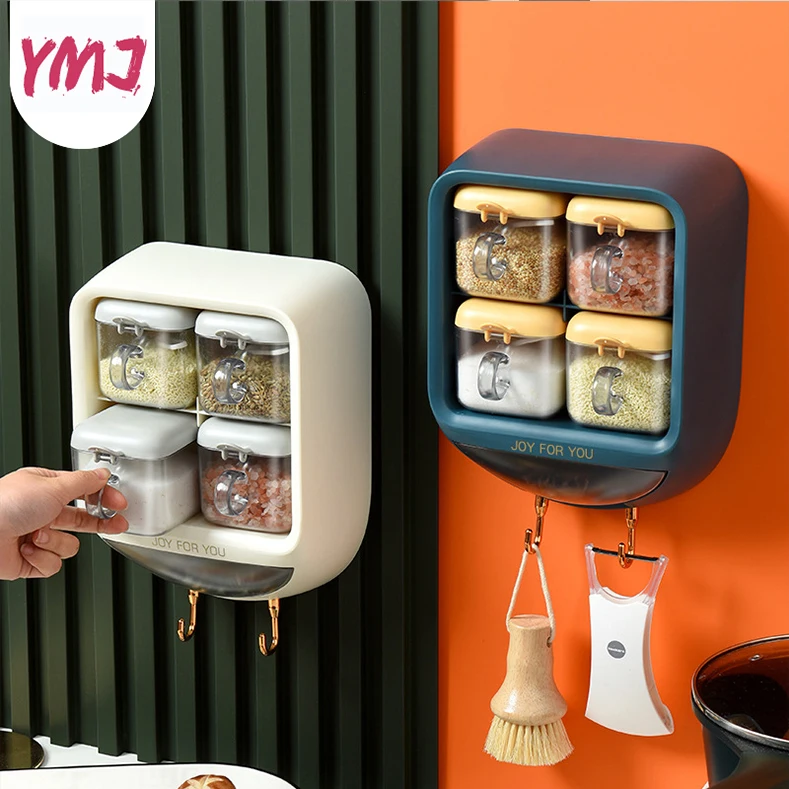 

Настенный органайзер для специй, чаша для сахара, солонка, шейкер, стеллаж для специй с ложками, набор для хранения кухонных принадлежностей