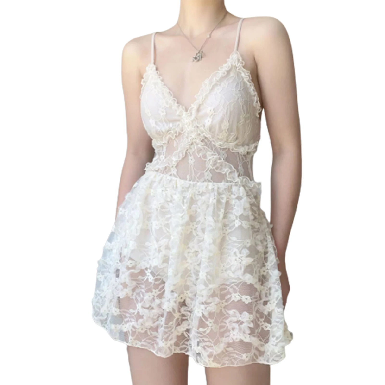 

Женский сексуальный цельный купальник с V-образным вырезом, прозрачный кружевной купальник, подарок на Новый год, День святого Валентина