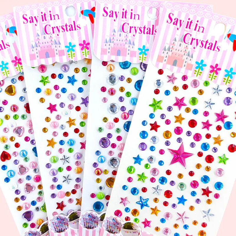 

Kids Self Adhesive Acrylic Crystal 3D Gem Diamond Stickers for Phone Decor Paper Scrapbook DIY Accessories