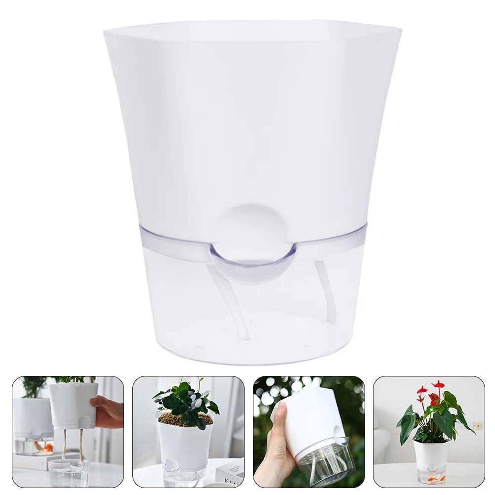 

Mini Pots Plants Automatic Water Absorbent Flower Indoor Planters Home Flowerpot Flowers Self Watering White