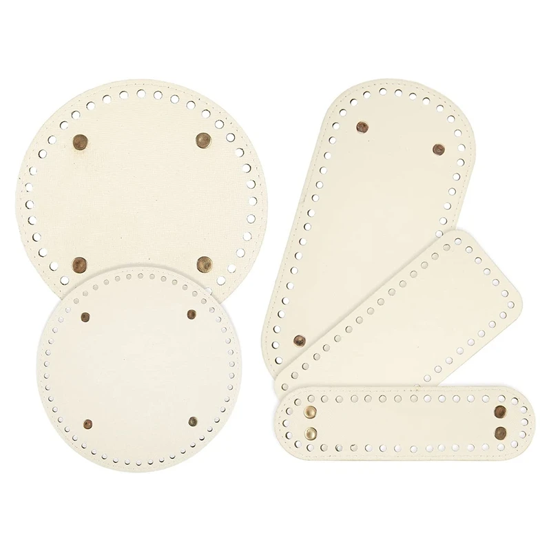 

5 PCS Crochet PU Leather Bag Bottom, Long & Round Knitting Crochet Bags Nail Bottom Shaper Base For DIY Handbag Making