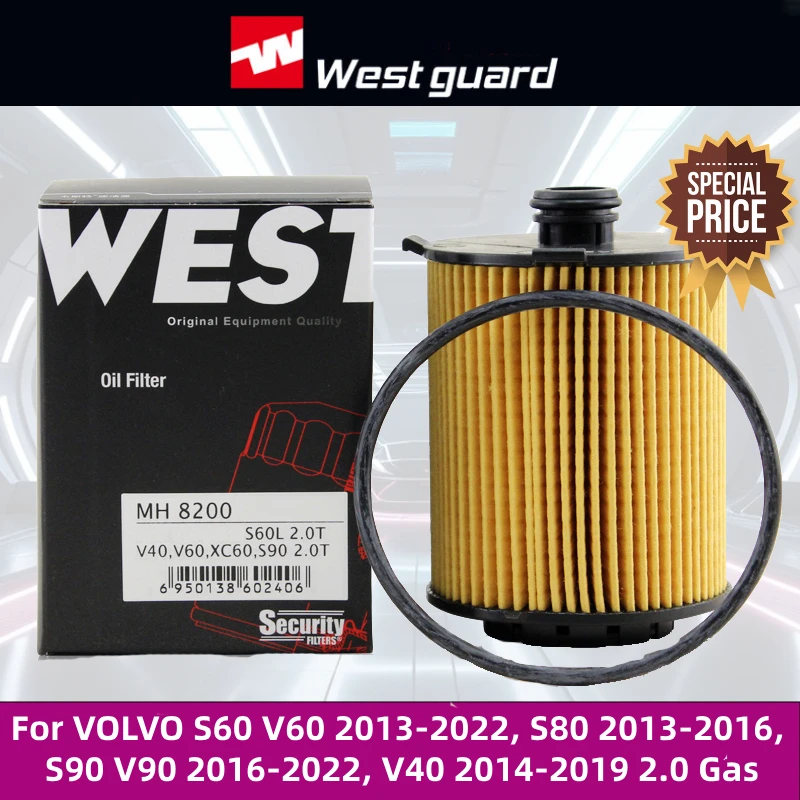 Фото Масляный фильтр WESTGUARD для VOLVO S60 V60 2013-2022, S80 2013-2016, S90 V90 2016-2022, V40 2014-2019 2.0 Gas MH8200 №1