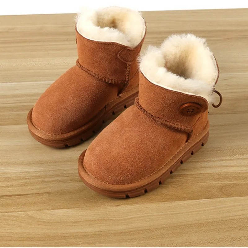 

MEET Children Genuine Leather Boots Girls Casual Shoes Baby Snow Boots Kids Running Shoes Brand Sport Childen Shelle Sneakers